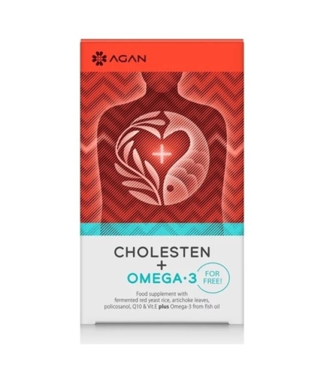 Agan Cholesten Για τον Έλεγχο της Χοληστερόλης, 30 vcaps & ΔΩΡΟ Omega-3 1000 για την Προστασία της Καρδίας, 30softgels