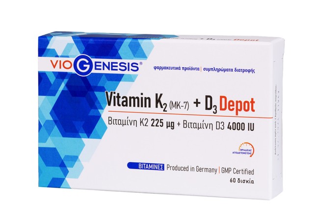 VioGenesis Vitamin K2 [MK-7] 225 μg + Vitamin D3 4000 IU DEPOT 60 tabs