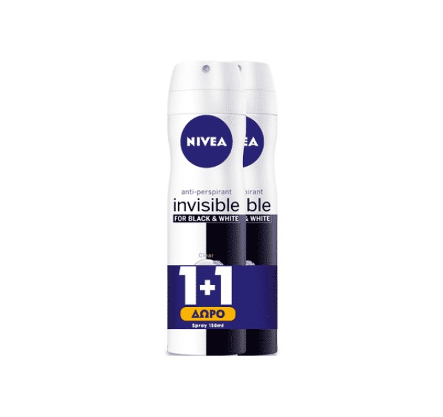 Αποσμητικό Spray Nivea Black & White Clear 150ml 1+1 Δώρο