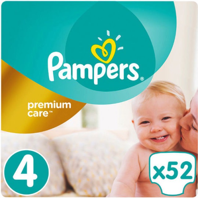 Pampers Πάνες Premium Care Μέγεθος 4 (Maxi) 9-14 kg, 52 Πάνες