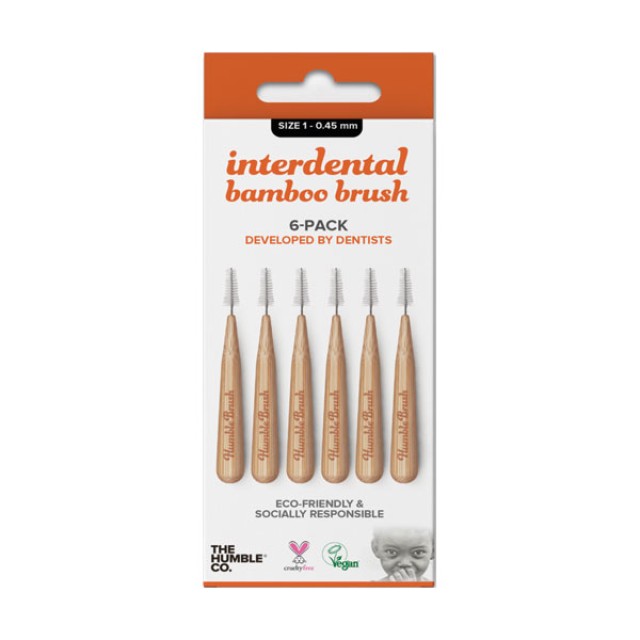 The Humble Co Interdental Brush Bamboo Size 1: 0.45 mm Orange 6 τεμαχια