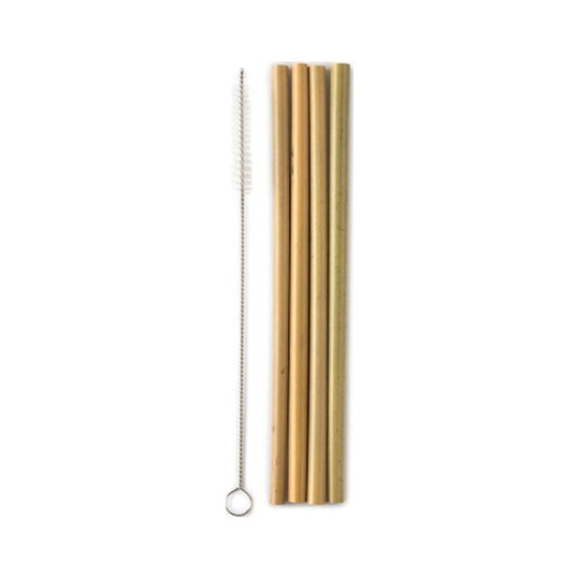 The Humble Co. Bamboo Straws Καλαμάκια Μπαμπού & Βουρτσάκι Καθαρισμού, 4 τεμάχια